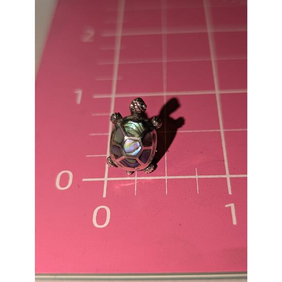 Vintage 925 Sterling Silver Abalone Turtle Post Earrings - Picture 5 of 6